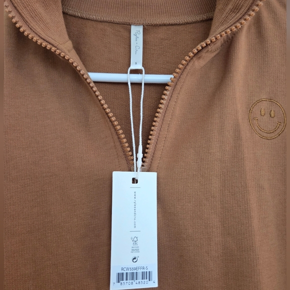 Rylee + Cru Brown Quarter-Zip Sweater Womens Size Small - Picture 3 of 5